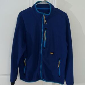 Vintage REI Trail Jacket Royal Duke Blue Full Zip Retro Fleece Outdoors Hiking M